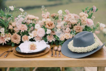 Reception table decorated with florals